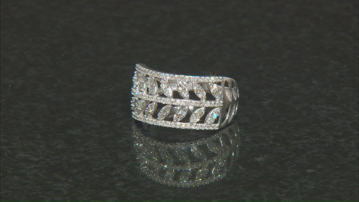 White Diamond 10k White Gold Wide Band Floral Ring 0.65ctw Video Thumbnail
