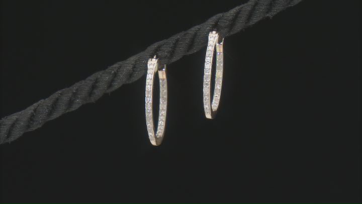 White Diamond 10k Yellow Gold Inside-Out Hoop Earrings 0.25ctw Video Thumbnail