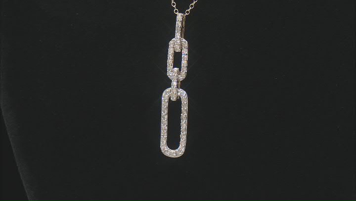 White Diamond 10k Yellow Gold Dangle Pendant With 19" Cable Chain 1.00ctw Video Thumbnail