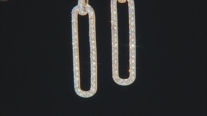 White Diamond 10k Yellow Gold Dangle Earrings  1.50ctw Video Thumbnail
