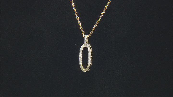 White Diamond 10k Yellow Gold Drop Pendant With 18" Rope Chain 0.10ctw Video Thumbnail