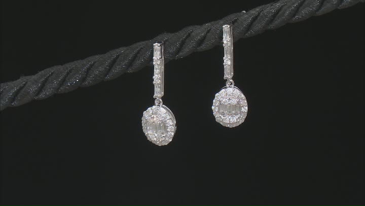 White Diamond 10k White Gold Halo Earrings 0.60ctw Video Thumbnail