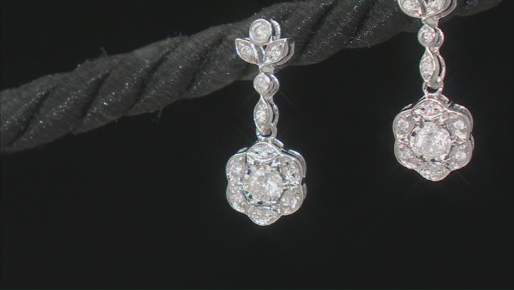 White Diamond 10k White Gold Floral Earrings 0.25ctw Video Thumbnail