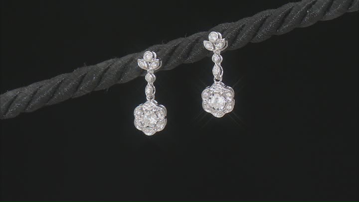 White Diamond 10k White Gold Floral Earrings 0.25ctw Video Thumbnail
