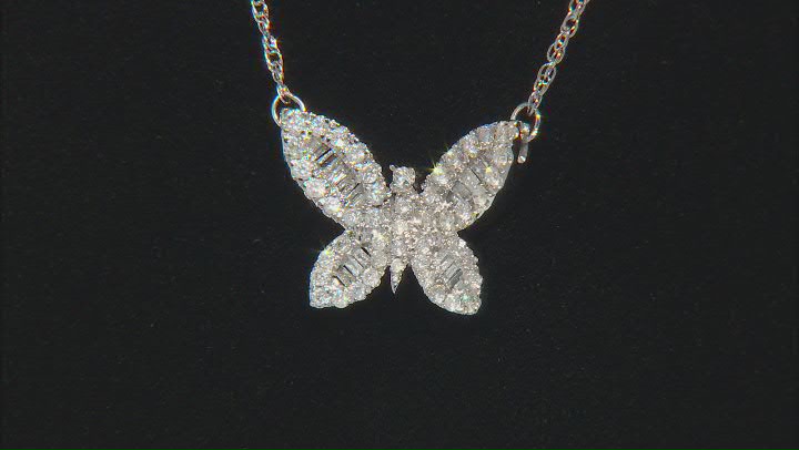 White Diamond 10k White Gold Butterfly Necklace 0.50ctw Video Thumbnail