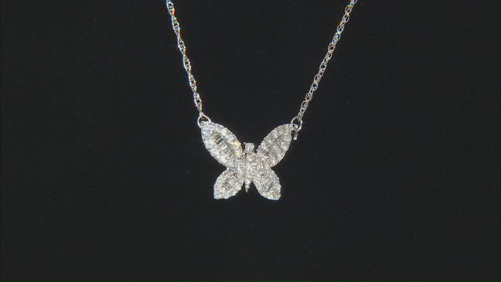 White Diamond 10k White Gold Butterfly Necklace 0.50ctw Video Thumbnail
