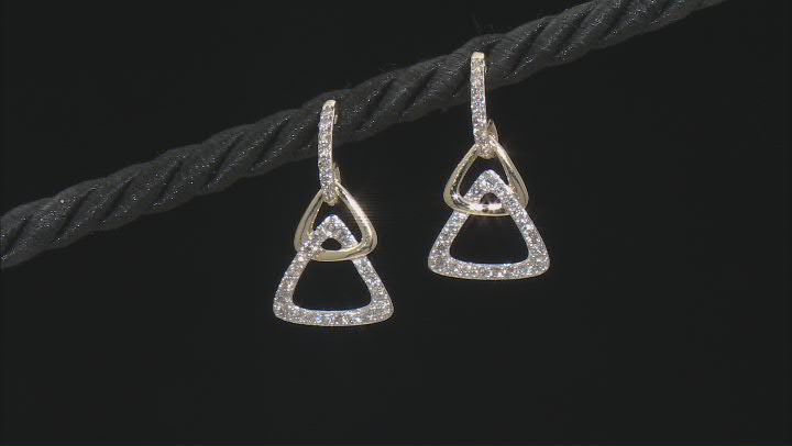 White Diamond 10k Yellow Gold Dangle Earrings 0.50ctw Video Thumbnail