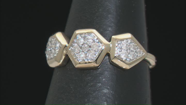 White Diamond 10k Yellow Gold Cluster Ring 0.25ctw Video Thumbnail