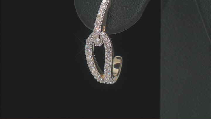 White Diamond 10k Yellow Gold J-Hoop Earrings 0.50ctw Video Thumbnail