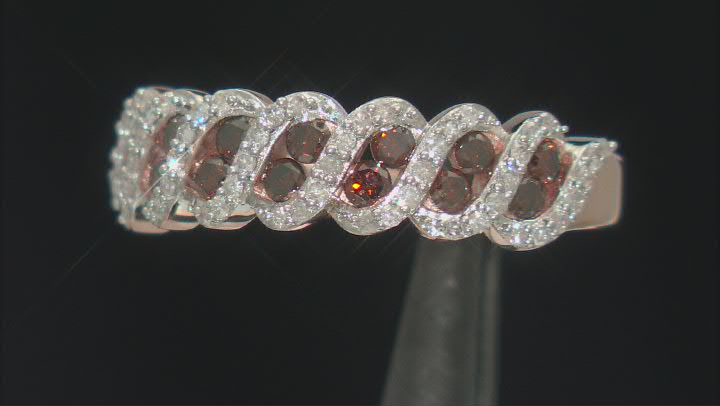 Red And White Diamond 10k Rose Gold Band Ring 0.75ctw Video Thumbnail