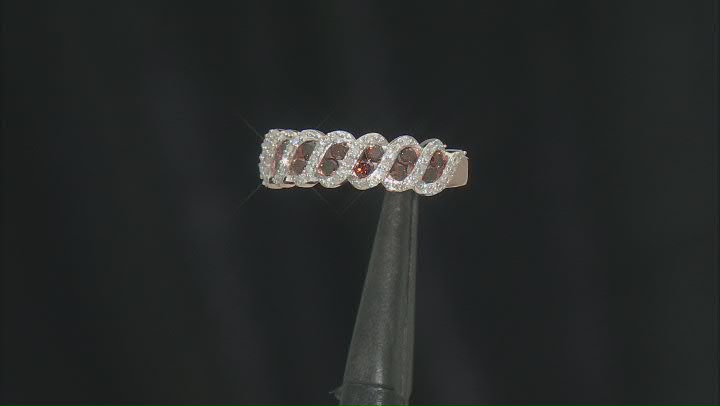 Red And White Diamond 10k Rose Gold Band Ring 0.75ctw Video Thumbnail