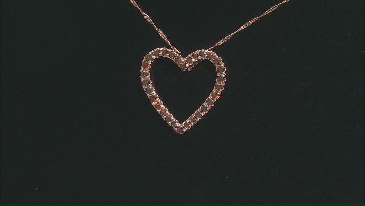 Red Diamond 10k Rose Gold Heart Slide Pendant With 18" Singapore Chain 1.00ctw Video Thumbnail