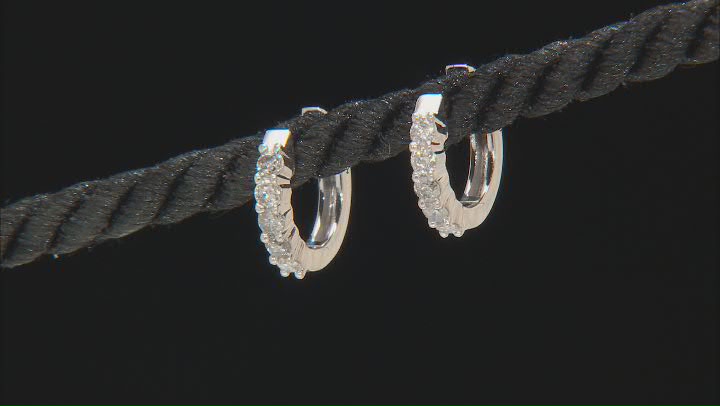 White Diamond 10k White Gold Huggie Hoop Earrings 0.50ctw Video Thumbnail
