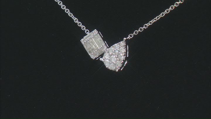 White Diamond 10k White Gold Cluster Necklace 0.35ctw Video Thumbnail