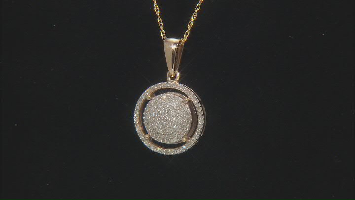 White Diamond 10k Yellow Gold Cluster Pendant With 18" Rope Chain 0.45ctw Video Thumbnail