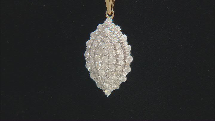 White Diamond 10k Yellow Gold Cluster Pendant With 18" Rope Chain 1.00ctw Video Thumbnail