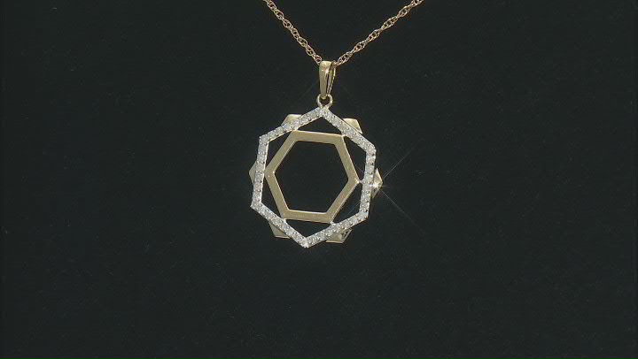 White Diamond 10k Yellow Gold Pendant With 18" Rope Chain 0.25ctw Video Thumbnail
