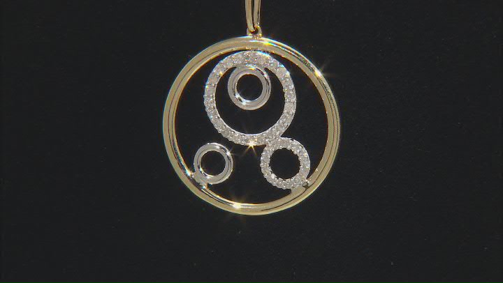 White Diamond 10k Two-Tone Gold Circle Pendant With 18" Cable Chain 0.25ctw Video Thumbnail