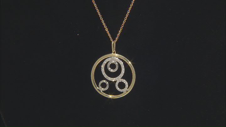 White Diamond 10k Two-Tone Gold Circle Pendant With 18" Cable Chain 0.25ctw Video Thumbnail