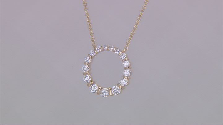 White Diamond I I1-I2 18k Yellow Gold Circle Necklace 0.50ctw Video Thumbnail