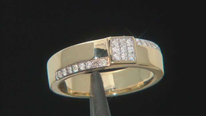 White Diamond 3k Gold Mens Cluster Ring 0.25ctw Video Thumbnail
