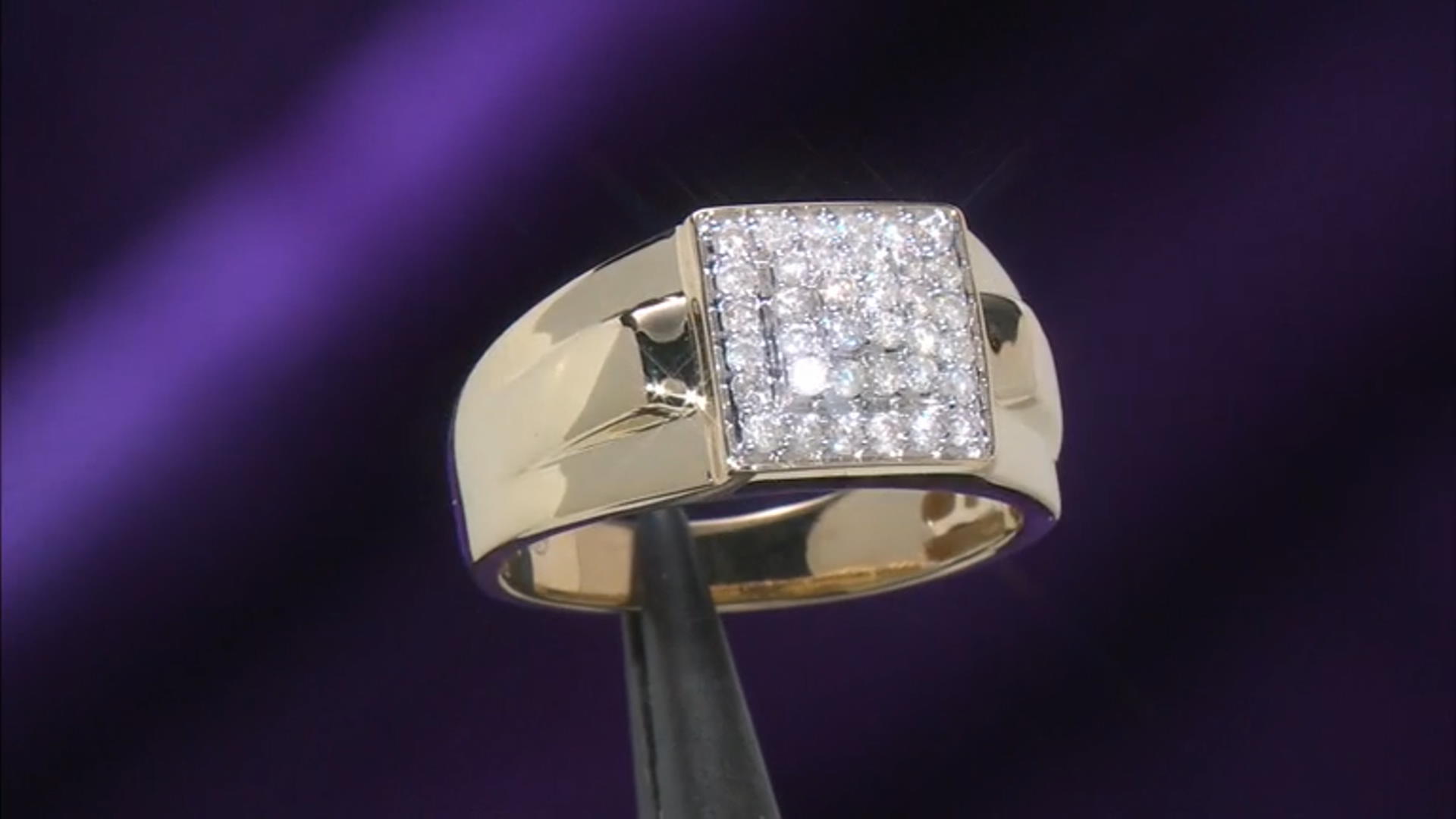 White Diamond 10k Yellow Gold Mens Cluster Ring 0.50ctw Video Thumbnail
