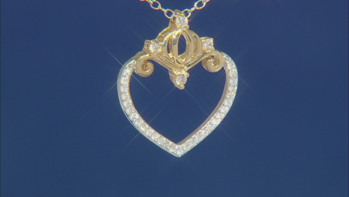 Enchanted Disney Cinderella Pendant Diamond/London Blue Topaz Rhodium Over Silver/10k Gold .70ctw