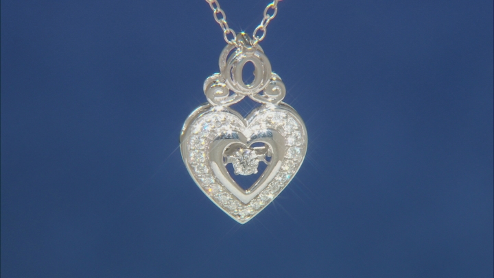 Enchanted Disney Cinderella Heart Pendant Diamond And London Blue Topaz Rhodium Over Silver 0.55ctw Video Thumbnail