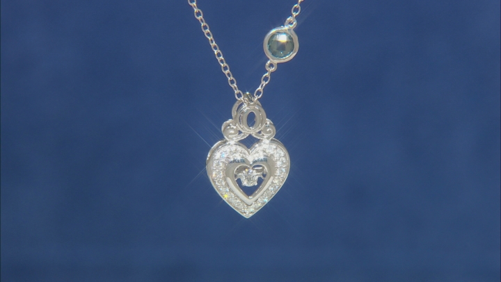 Enchanted Disney Cinderella Heart Pendant Diamond And London Blue Topaz Rhodium Over Silver 0.55ctw Video Thumbnail