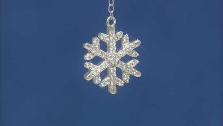 Enchanted Disney Elsa Snowflake Necklace With Chain White Diamond 14K White Gold 0.33ctw