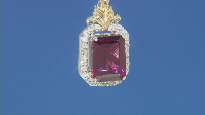 Enchanted Disney Anna Pendant With Chain Red Garnet And Diamond 10K White And Yellow Gold 1.60ctw Video Thumbnail