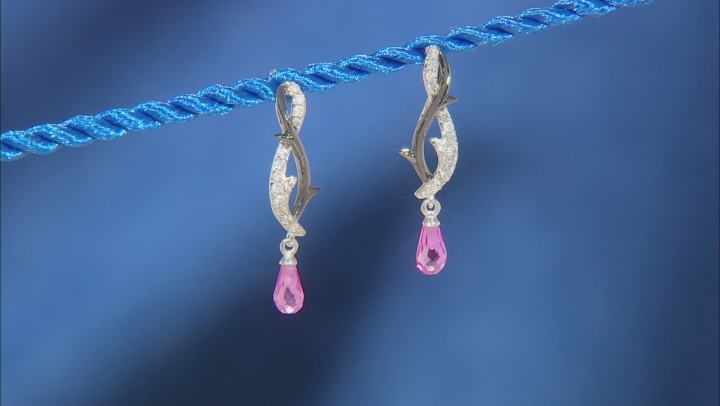 Enchanted Disney Villains Maleficent Earrings Pink Sapphire & Diamond Rhodium Over Silver 0.24ctw Video Thumbnail