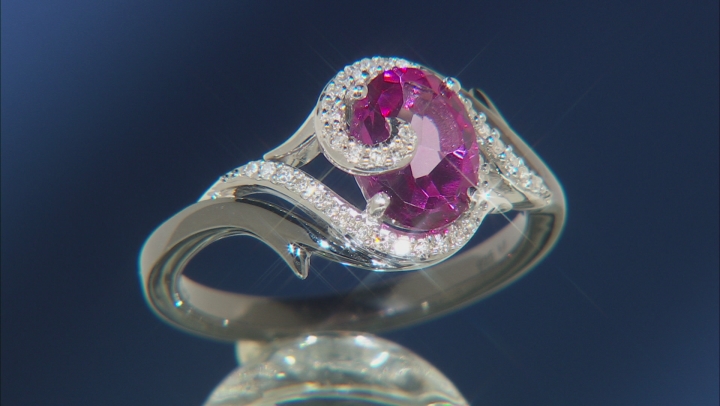 Enchanted Disney Villains Maleficent Ring Pink Topaz & Diamond Black Rhodium Over Silver 1.10ctw
