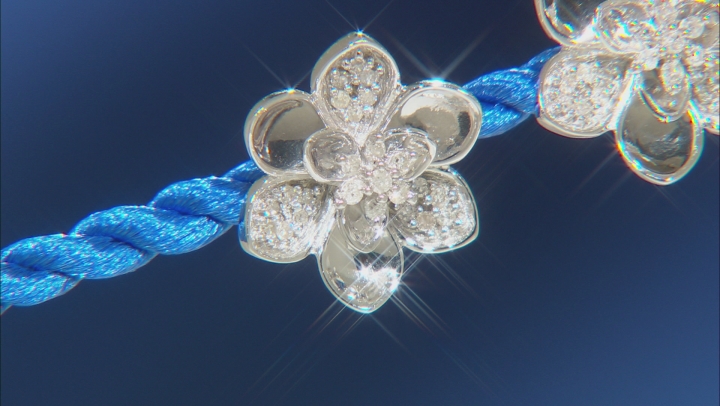 Enchanted Disney Mulan Plum Blossom Stud Earrings White Diamond Rhodium Over Silver 0.17ctw Video Thumbnail
