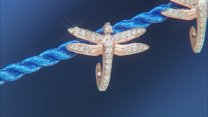 Enchanted Disney Mulan Dragonfly J-Hoop Earrings White Diamond 14k Rose Gold Over Silver 0.22ctw Video Thumbnail