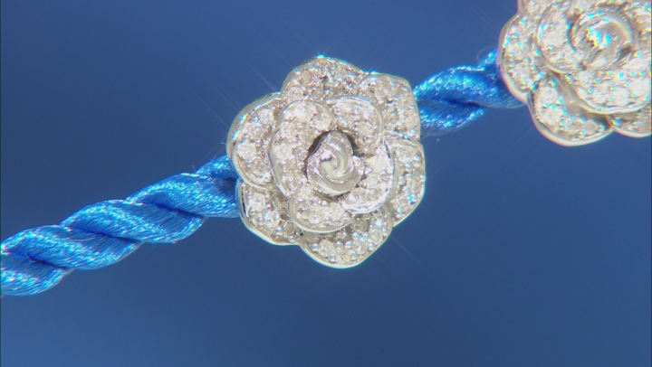 Enchanted Disney Cinderella Flower Stud Earrings White Diamond Rhodium Over Silver 0.20ctw Video Thumbnail