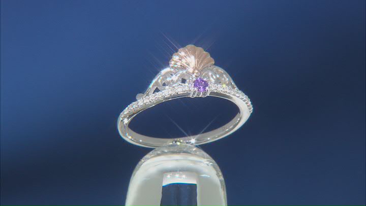 Enchanted Disney Fine Jewelry Ariel Ring White Diamond & Amethyst Rhodium Over Silver 0.10ctw Video Thumbnail
