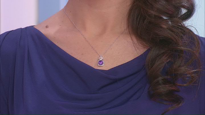 Enchanted Disney Fine Jewelry Ariel Pendant Amethyst & White Diamond Rhodium Over Silver 1.65ctw Video Thumbnail