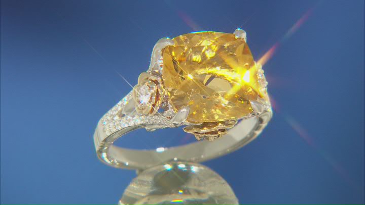 Enchanted Disney Belle Rose Ring White Diamond And Citrine 10k Two-Tone 5.30ctw