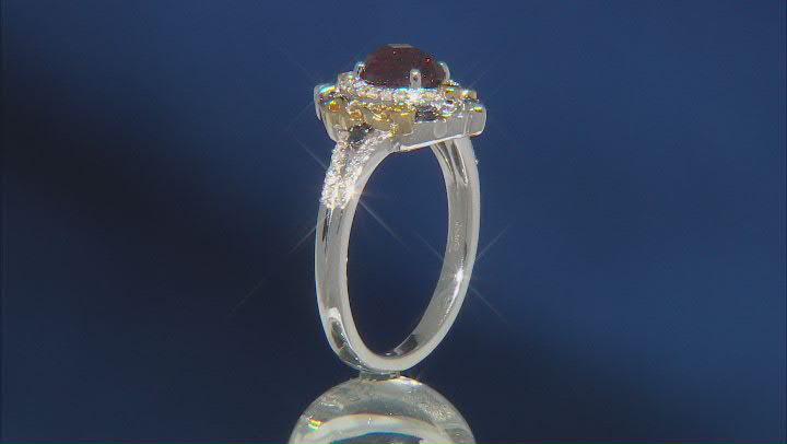 Enchanted Disney Evil Queen Ring Garnet And Diamond Rhodium And 14k Yellow Gold Over Silver 1.27ctw Video Thumbnail