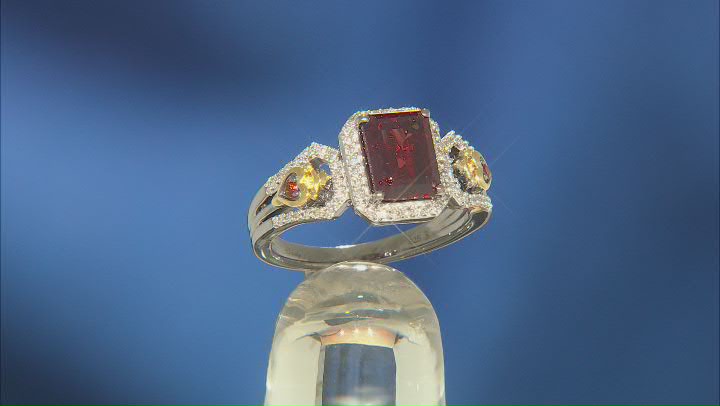 Enchanted Disney Evil Queen Ring Garnet And Diamond Rhodium And 14k Yellow Gold Over Silver Ring Video Thumbnail