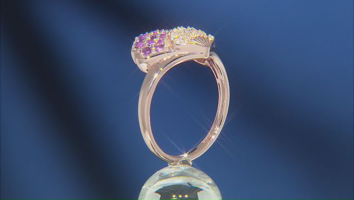 Enchanted Disney Ariel Seashell Ring Amethyst & White Diamond 14k Rose Gold Over Silver 0.81ctw