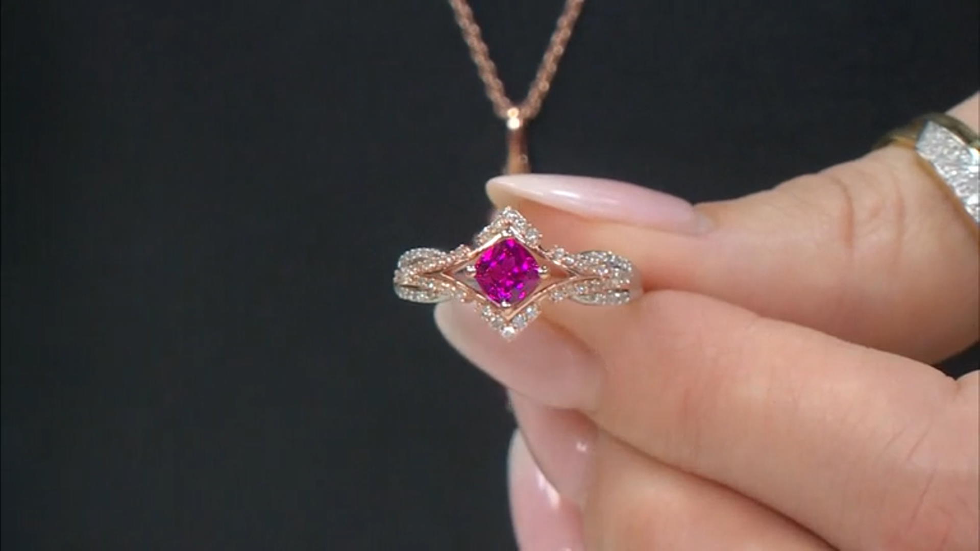 Disney Aurora Inspired Diamond & Sapphire Crown Ring 14K Rose Gold 1/10 Cttw | Enchanted Disney Fine Jewelry 7