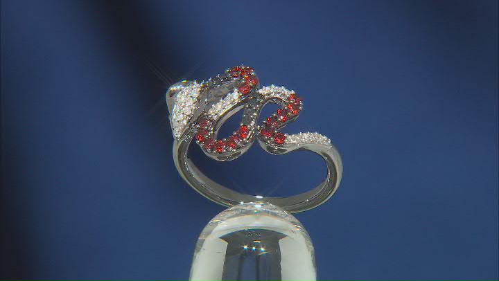 Enchanted Disney Villains Jafar Cobra Ring Garnet & Diamond Black Rhodium Over Silver 0.47ctw