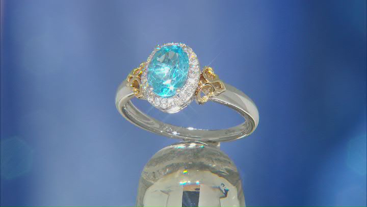 Enchanted Disney Jasmine Ring Topaz & Diamond Rhodium & 14k Yellow Gold Over Silver 1.75ctw Video Thumbnail