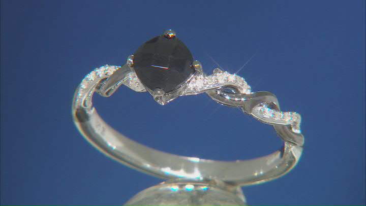 Enchanted Disney Villains Maleficent Ring Black Onyx & White Diamond Black Rhodium Over Silver