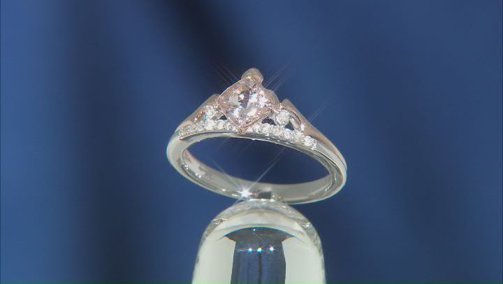 Enchanted Disney Aurora Ring Pink Morganite & White Diamond Rhodium & 14k Rose Gold Over Silver Video Thumbnail