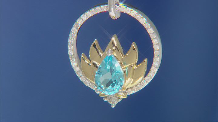 Enchanted Disney Jasmine Pendant Swiss Blue Topaz & Diamond Rhodium & 14k Yellow Gold Over Silver Video Thumbnail