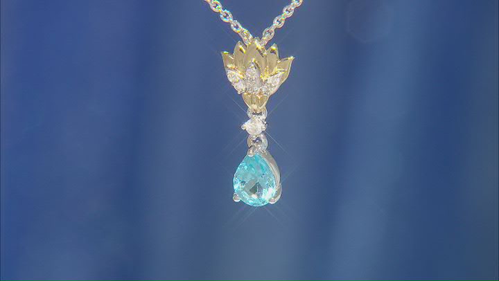 Enchanted Disney Jasmine Necklace Swiss Blue Topaz & Diamond Rhodium & 14k Yellow Gold Over Silver Video Thumbnail