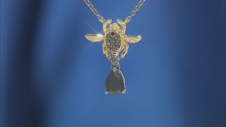 Enchanted Disney Villains Jafar Necklace Onyx & Diamond Black Rhodium & 14k Yellow Gold Over Silver